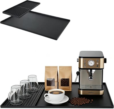 Siliconenmat Koffiezetapparaat - Keuken Onderlegger - Aanrecht Beschermen - Lekvrij Randontwerp - 60 x 40 cm - Zwart