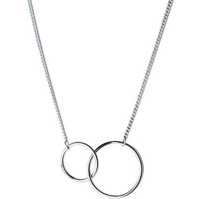 925 Sterling Zilver Exquise Dubbele Cirkel Sleutelbeenchain Ketting Party Bedel Sieraden Voor Kerstcadeaus S-N191 white