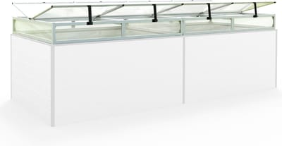 Moestuinbak opzetstuk van aluminium en polycarbonaat Tuinkas plantenbak voor tuin, balkon, met dakvenster kleppen, UV en weerbestendig, 119 x 297 cm