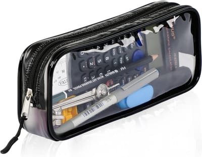 Transparante etui - Modieus - Praktisch - Transparante etui - Multifunctionele opbergruimte voor schrijfwaren - toiletartikelen - cosmetica - reis- en kantoorbenodigdheden (zwart - 20*8*3,5 cm)