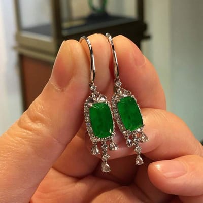 Natuurlijke An Jade Prachtige Vierkante Groene Kwastjes Oorbellen Voor Vrouwen Etnische Stijl Vintage Feest Oorbellen Banket Sieraden brown