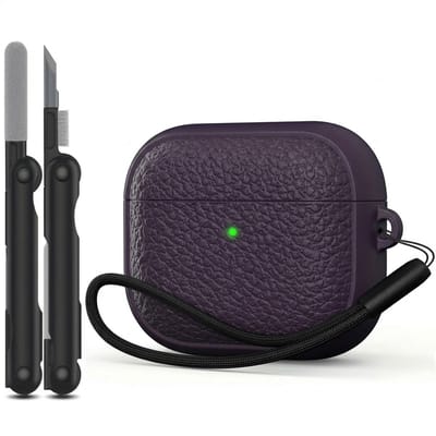 Paars hoesje voor oordopjes unisex met textuur en draagkoord geschikt voor AirPods Pro 2 inclusief reinigingsset en TPU beschermhoes