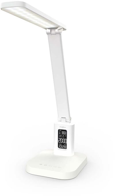 Nedis LED Bureaulamp - Wekker functie - Dimbaar - 3 Lichtkleuren - 220 lm - Tafellamp - Wit