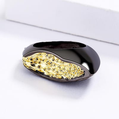 Bague géométrique créative or noir or mode simple rétro bague bijoux cadeau fête de cocktail adaptée aux dames 10