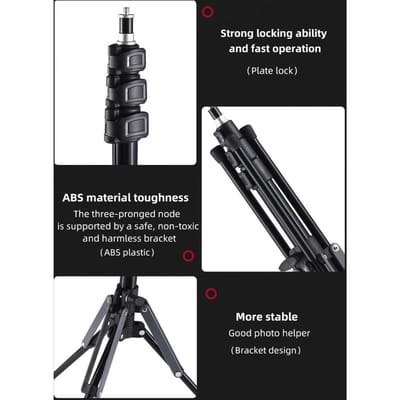 189cm 74.4in Verstelbare Statief Stand Video Licht Statief Aluminiumlegering Materiaal 3 secties Verstelbaar 5kg 11lbs Belasting