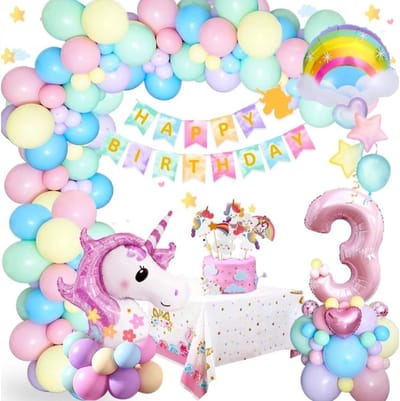 FeestmetJoep® Eenhoorn 3 jaar verjaardag versiering - Unicorn thema