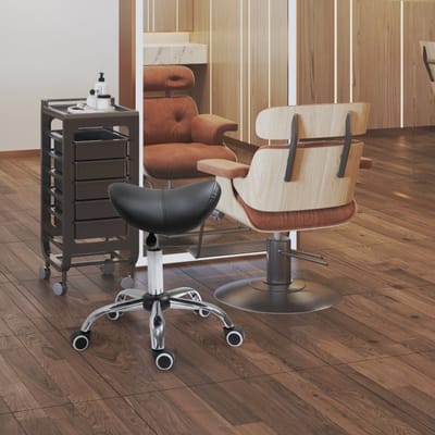 HAUSS SPOLE Bureaustoelen Vergaderstoelen - Ergonomische Bureaustoel Sattelsitz - Draaibaar, Hoog/Laag Verstelbaar, Met Wieltjes - 52x53x49 cm - Ledervezelstof - Zwart