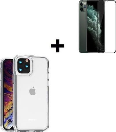 iPhone 12 / 12 Pro Hoesje - Transparant - iPhone 12 / 12 Pro Screenprotector - iPhone 12 / 12 Pro Hoesje Hard Case + Full Tempered Glass
