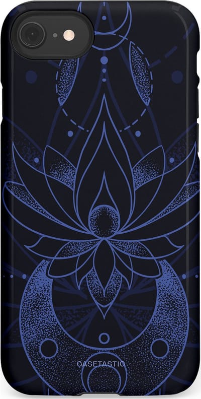 Casetastic Hoesje Geschikt voor Apple iPhone 7/8/SE - Stijlvolle Beschermende Duo-layer Case - Lotus Nacht