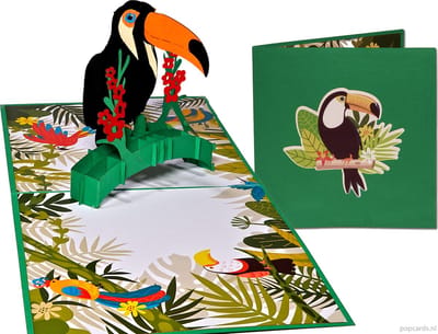 Popcards popupkaarten – Verjaardagskaart Vogel Toekan Avifauna Van der Valk Vrijheid Felicitatie Verjaardag pop-up kaart 3D wenskaart
