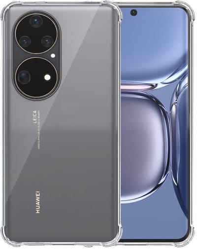 Smartphonica Telefoonhoesje Geschikt voor Huawei P50 Transparant Schokbestendig met Afneembaar Universeel Telefoonkoord - Backcover Case Siliconen ShockProof with Lanyard