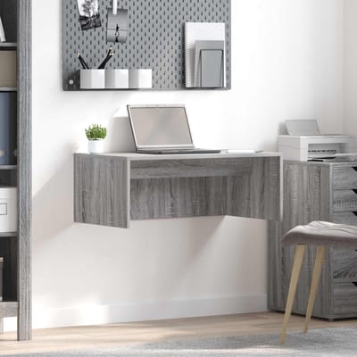vidaXL - Aan - de - muur - bevestigd - bureau - Grijs - Sonoma - Bewerkt - hout