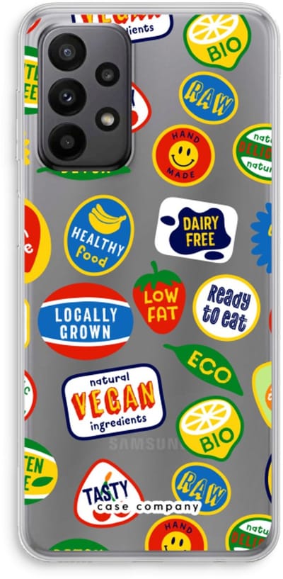 Case Company® - Hoesje geschikt voor Samsung Galaxy A23 hoesje - Fruitsticker - Soft Cover Telefoonhoesje - Bescherming aan alle Kanten en Schermrand