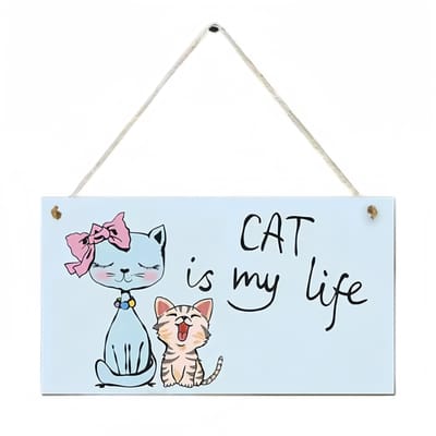 1 pièce Cat In My Life – Décoration d'intérieur en bois amusante pour les amoureux des chats, panneau mural décoratif, 20 cm x 10 cm 1pc white