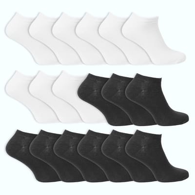 Bundelvoordeel 18 paar | Naadloze biologische dames sneakersokken | heren sneakersokken | wit of zwart