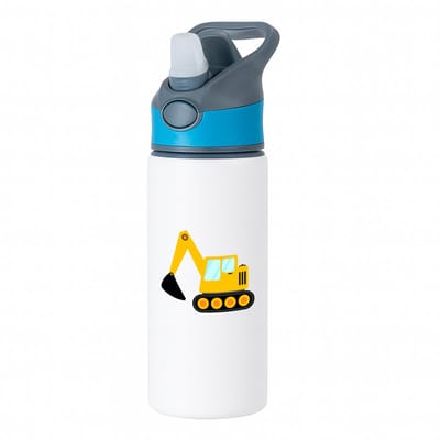 Hacebo® - Shovel waterfles met rietje blauw - Trekker - Bouwmeester - Werken in de bouw - bouwer - bouwvakarbeider - klusjesman - water fles - 650ML