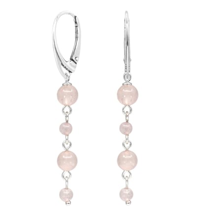 ARLIZI 2501 Oorbellen rozenkwarts kralen oorhangers - sterling zilver - 5,5 cm