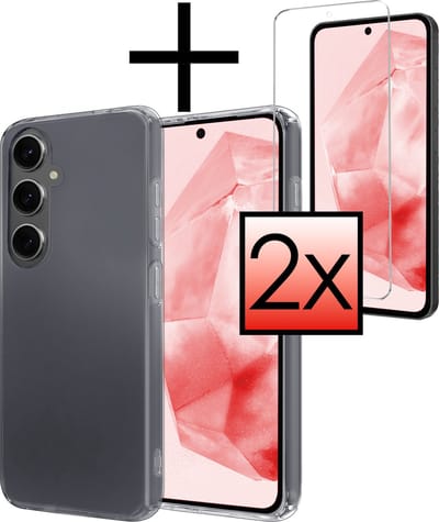 Hoesje - Met 2x Screenprotector - Geschikt voor Samsung Galaxy A35 - Sterk & Shockproof - Back Cover - Siliconen Case - Telefoon Hoes - Transparant