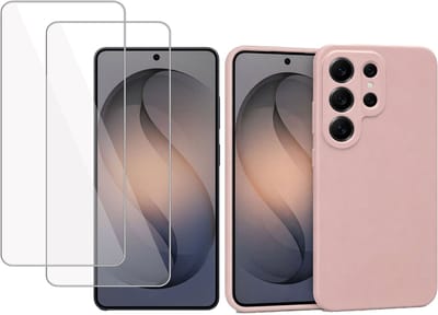 ChiGuard Hoesje & 2x Screenprotector geschikt voor Samsung Galaxy S26 Ultra – Gehard Glas Cover - Case - Roze