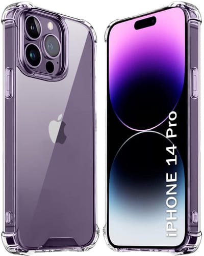 Ultra-Hybrid Schokbestendig Hoesje KKG - Crystal Clear Geschikt voor: Apple iPhone 14 Pro| Transparante achterkant Hard Back Cover & TPU Siliconen Bumper