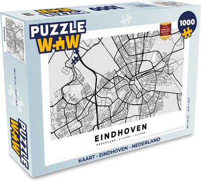 Puzzel Kaart - Eindhoven - Nederland - Legpuzzel - Puzzel 1000 stukjes volwassenen