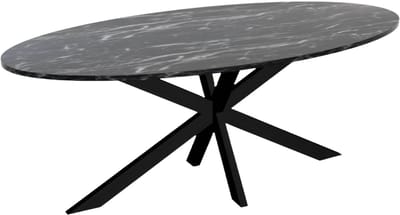 Eettafel ovaal 210cm Jovi marmer zwart ovale tafel MDF eetkamertafel