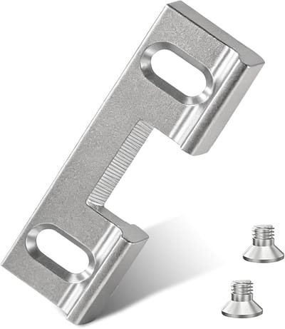 Verstelbare connector voor sluitplaten 46 x 14,4 x 9 mm - vervangingsonderdeel met 2 schroeven voor schuifdeksel, gatenafstand 32 mm, geschikt voor diverse toepassingen en eenvoudig te installeren.