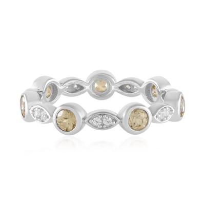 Cavill - Zilveren ring 925 sterling - Gele zirkonen 1,298 ct - Geplatineerd - Elegante dames ring met Cambodjaanse briljant geslepen stenen