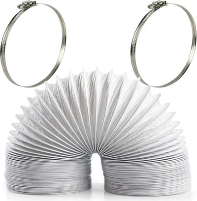Afvoerslang 100 mm, 1,5 m - Flexibele PVC slangset met slangklemmen voor wasdroger en airconditioning