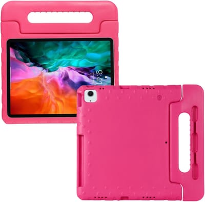 Lunso Geschikt voor iPad Air 11 inch (2024/2025) - EVA Schokbestendige Kinderhoes met handvat - Roze