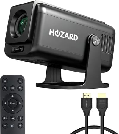 Hozard® Pro Mini Beamer – Full HD Projector – Autofocus + 4D Keystone - Android 13.0 & WiFi 6 – Media Streamer - Alles-in-één Thuisbioscoop Smart TV Projector