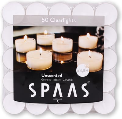 Clearlights theelichtjes in doorzichtige cups - 4,5 uren - set van 50 stuks
