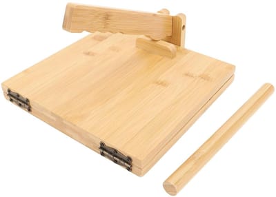 Houten Tortillapers 10 Inch Houten Tortillapersmaker, Mexicaanse Tortillapers met Deegroller Handmatige Deegpersmachine Zelfgemaakte Quesadilla-maker voor Thuiskeuken