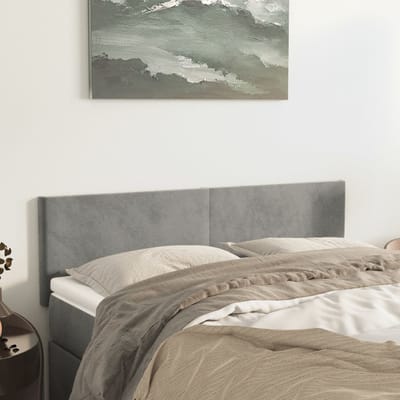 vidaXL - Hoofdborden - 144x5x78/88 - cm - fluweel - lichtgrijs
