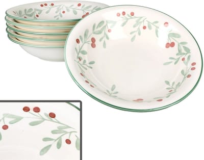 Set van 6 Holly soepborden van steengoed voor 6 personen - 23105852
