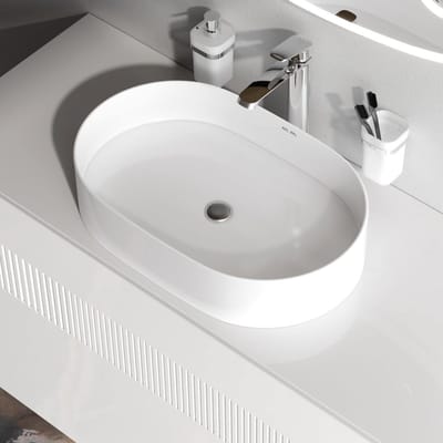 Wastafel Ovaal Keramiek Wit voor Badkamer en Toilet - Compact Design 51x35 cm