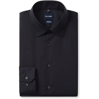 OLYMP No. 6 Six super slim fit overhemd - mouwlengte 7 - structuur - marine blauw - Strijkvriendelijk - Boordmaat: 38 (EU maat: S)