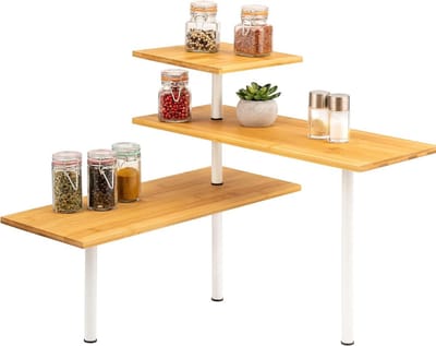 Houten Plank Wandmontage - Hoekrek Display Decor - Hoekplank - Zwevende Wandplank - Organizer voor Slaapkamer Keuken Badkamer