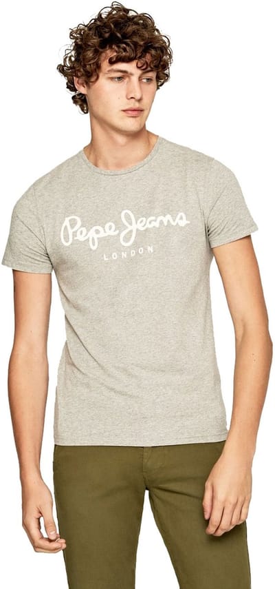 Pepe Jeans Heren T-Shirt slim fit Grijs XL Ronde Hals Volwassenen