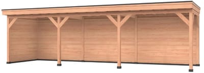 Douglas overkapping, 900 x 250, Met achterwand en twee zijwanden, Westwood Comfort Basic