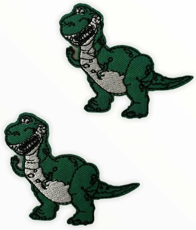 Indyaantje Denim Dino T-Rex patches - Geborduurd strijk embleem - 6 x 7 cm