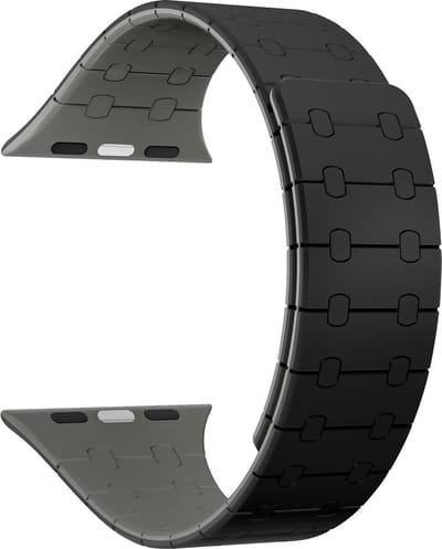 Rixus Magnetic Silicone Band For Apple Watch 42mm, 44mm, 45mm, 49mm Black And Grey