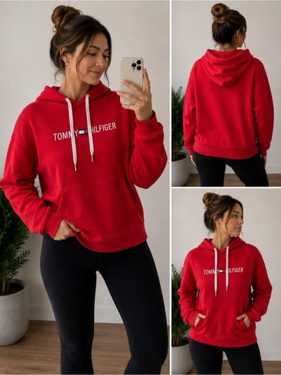 Tommy Hilfiger SS'22 Geborduurde Logo Hoodie - Berry - M