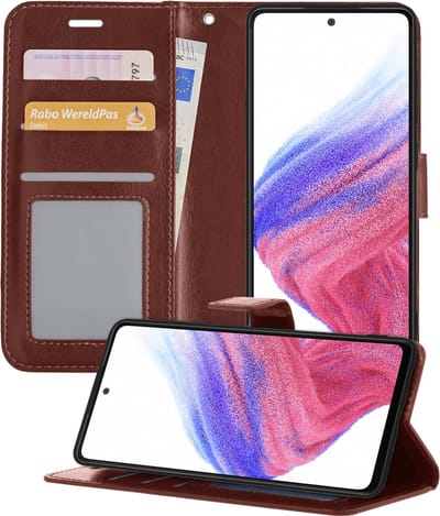 Hoesje - Geschikt voor Samsung Galaxy A53 - Luxe Bookcase - Walletcase Hoes - Portemonnee - Cover - Telefoonhoes - Bruin