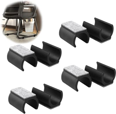 Set van 8 Metalen Gordijnringen met 40 Stuks Meubelglijders, Geschikt voor Stoelen en Rocking Chairs, Ideaal voor Vloerbescherming en Gemakkelijk Gebruik