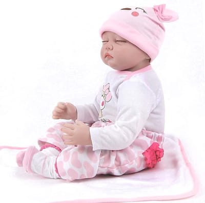 LotaHome - Reborn Baby Pop - Levensecht en Handgemaakt - Slapende Baby Pop - Voor Kleine Kinderen, Dementie en Eenzaamheid - Inclusief Diverse Accessoires - Met Haar - Babypop - 55cm