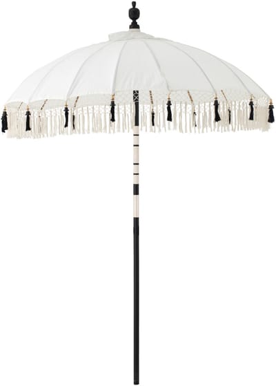 J-Line parasol Flavie - hout/katoen - ecru/zwart