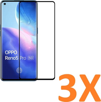 Volledige dekking Screenprotector Glas - Tempered Glass Screen Protector Geschikt voor: Oppo Reno 5 pro -  - 3x