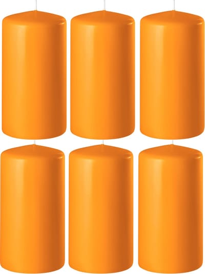 8x Oranje cilinderkaarsen/stompkaarsen 6 x 8 cm 27 branduren - Geurloze kaarsen oranje - Woondecoraties