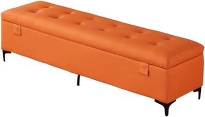 Opbergbank Ottomaans - Opbergpoef - Extra zitplaats - Massief houten frame - 100 cm breed - A